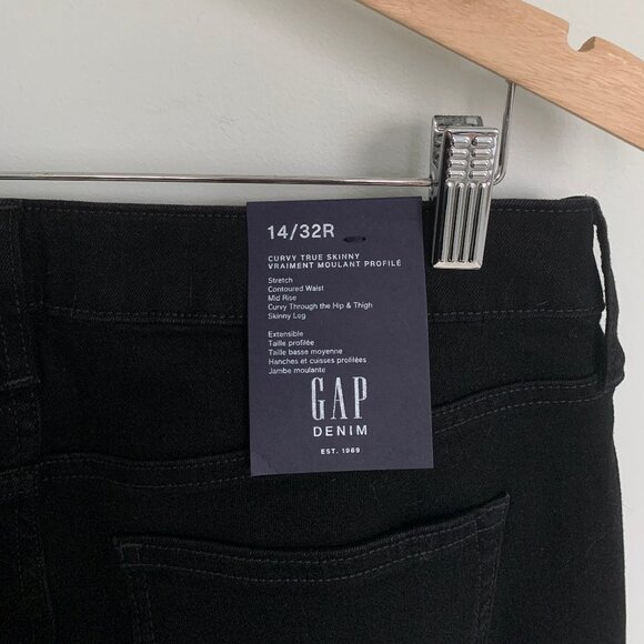GAP Curvy True Skinny Jeans Black Mid Rise Sz 32 / 14 Regular NWT - Picture 10 of 11